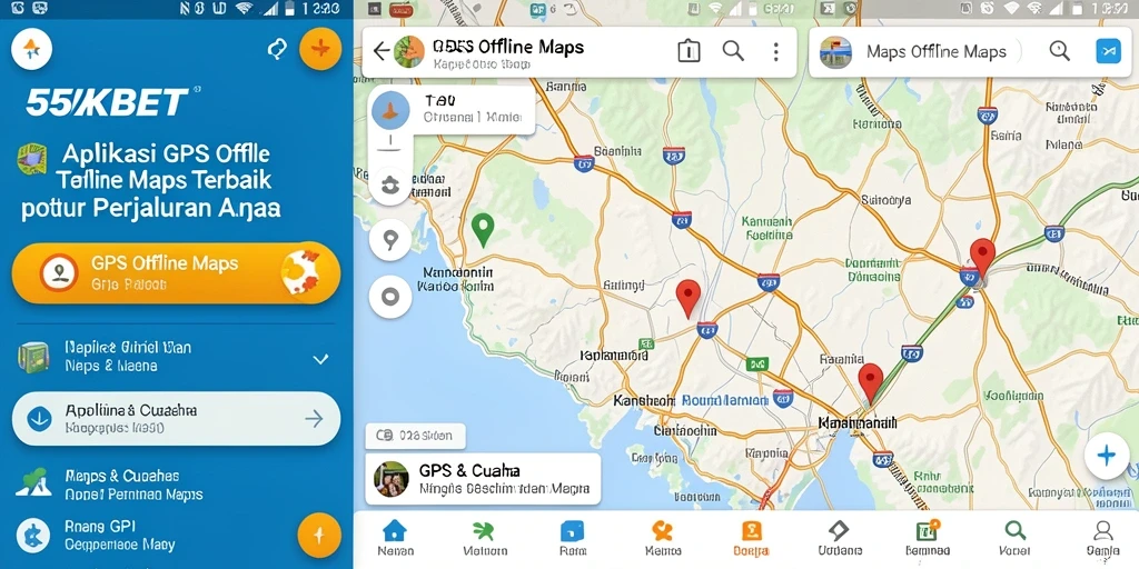 Antarmuka user-friendly aplikasi GPS Offline Maps 55KBET.