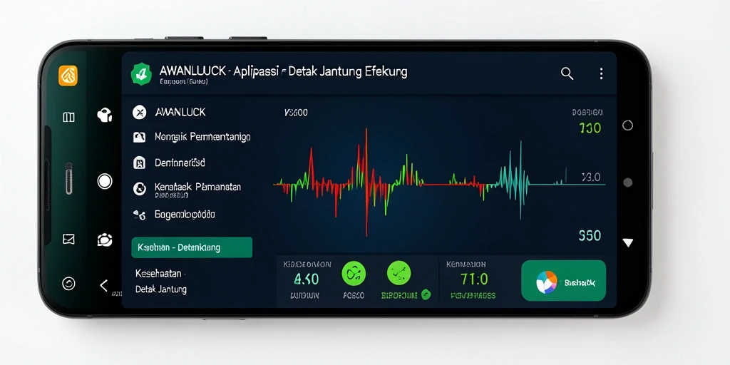Antarmuka aplikasi AWANLUCK untuk pemantauan detak jantung.