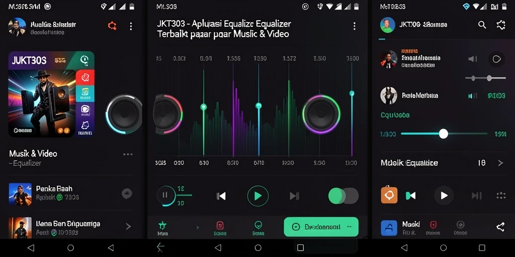 Antarmuka pengguna aplikasi Equalizer JKT303 yang intuitif dan modern.