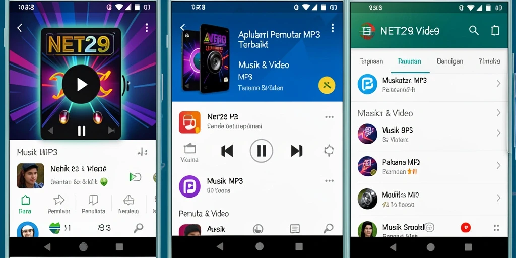 Tampilan antarmuka Pemutar MP3 yang menarik dan mudah diakses.