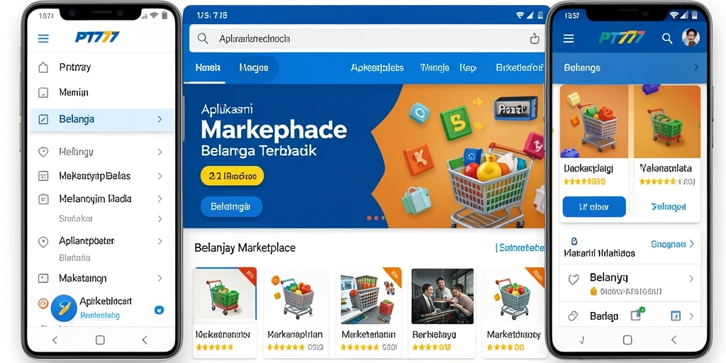 Antarmuka sederhana dan menarik dari aplikasi PT777 Marketplace.