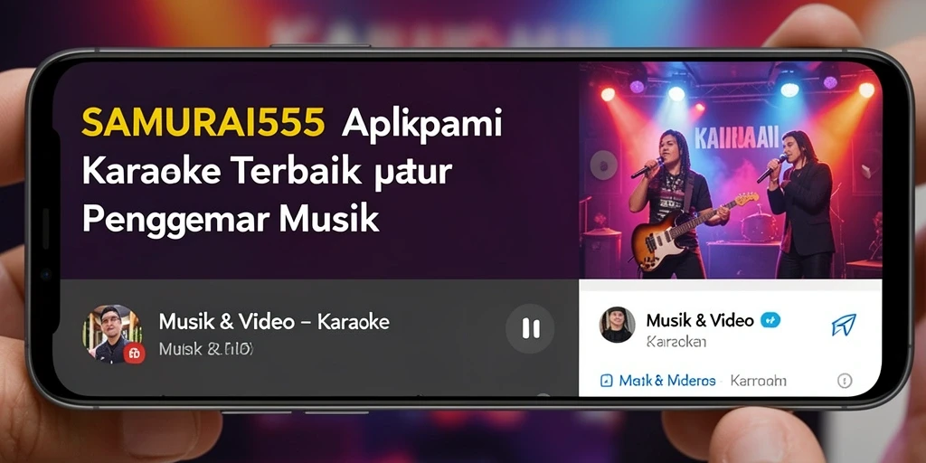 Antarmuka aplikasi SAMURAI555 dengan fitur karaoke yang menarik.