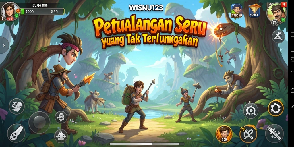 Antarmuka interaktif dan fungsi game Petualangan yang menarik.